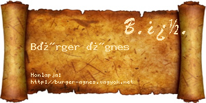 Bürger Ágnes névjegykártya